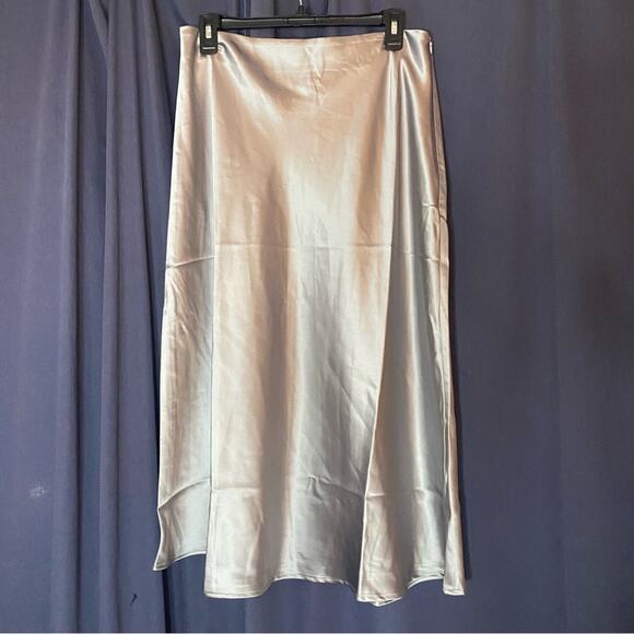 Area Stars Dresses & Skirts - NEW Area Stars Slate Blue Elegant Satin Midi Skirt Size Large NWT
